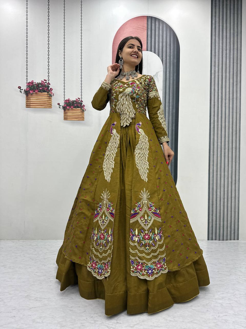 Eloriya Premium Quality Heavy Traditional Crop Top With Shrug - S [36] | Eloriya India
