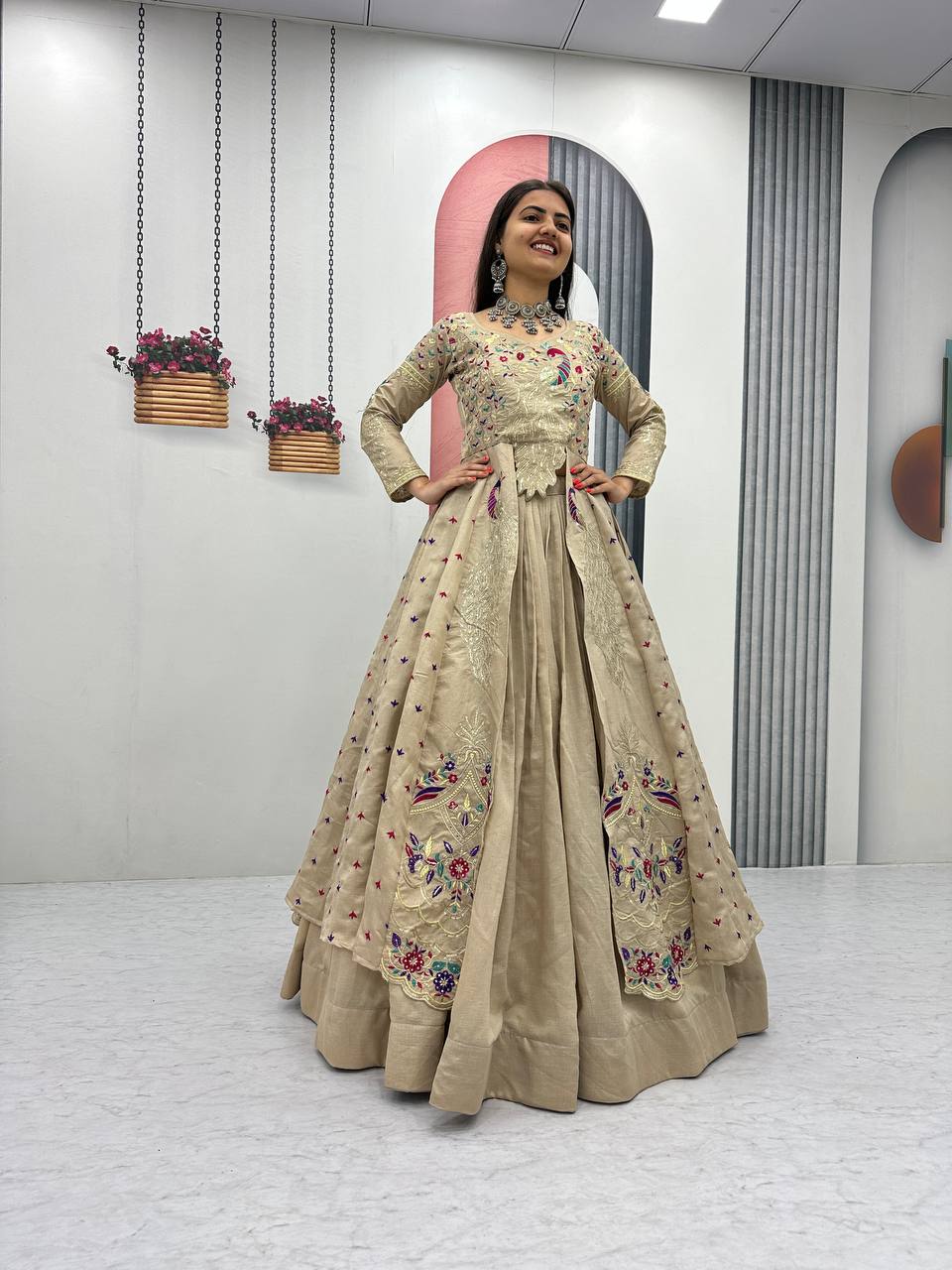Eloriya Premium Quality Heavy Traditional Crop Top With Shrug - S [36] | Eloriya India