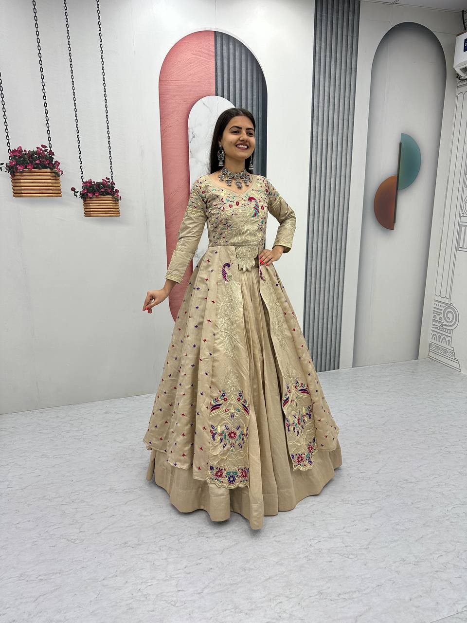 Eloriya Premium Quality Heavy Traditional Crop Top With Shrug - M [38] | Eloriya India