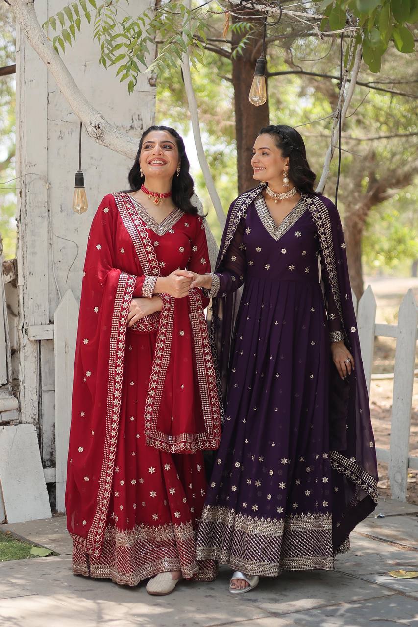 Eloriya Radhika's Anarkali Suit Sut .Td-158 - Purple | Eloriya India