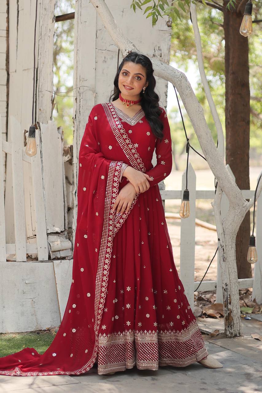 Eloriya Radhika's Anarkali Suit Sut .Td-158 - MEHROON | Eloriya India