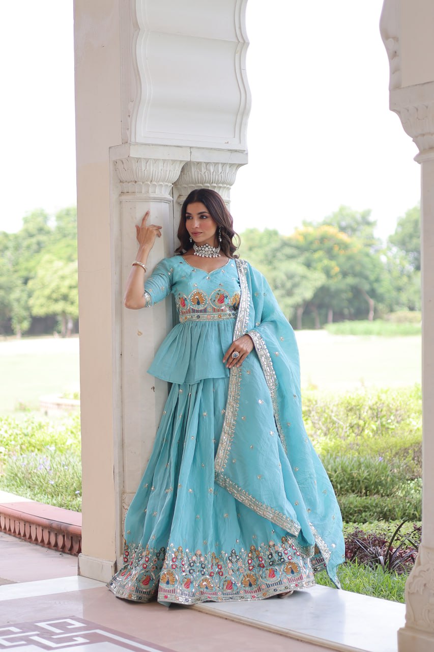 Eloriya Luxury Thread & Sequins Readymade Lehenga Set | Eloriya India