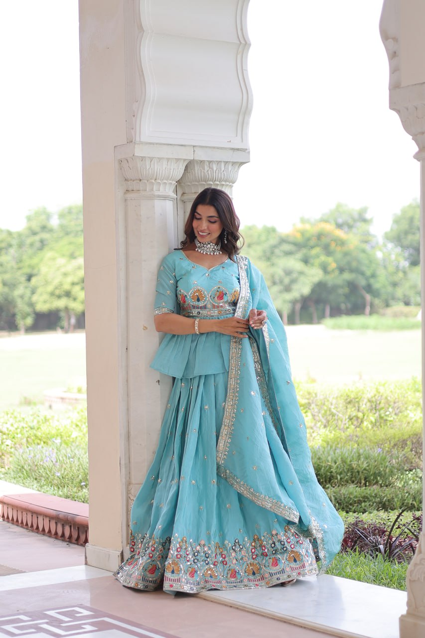 Eloriya Luxury Thread & Sequins Readymade Lehenga Set | Eloriya India