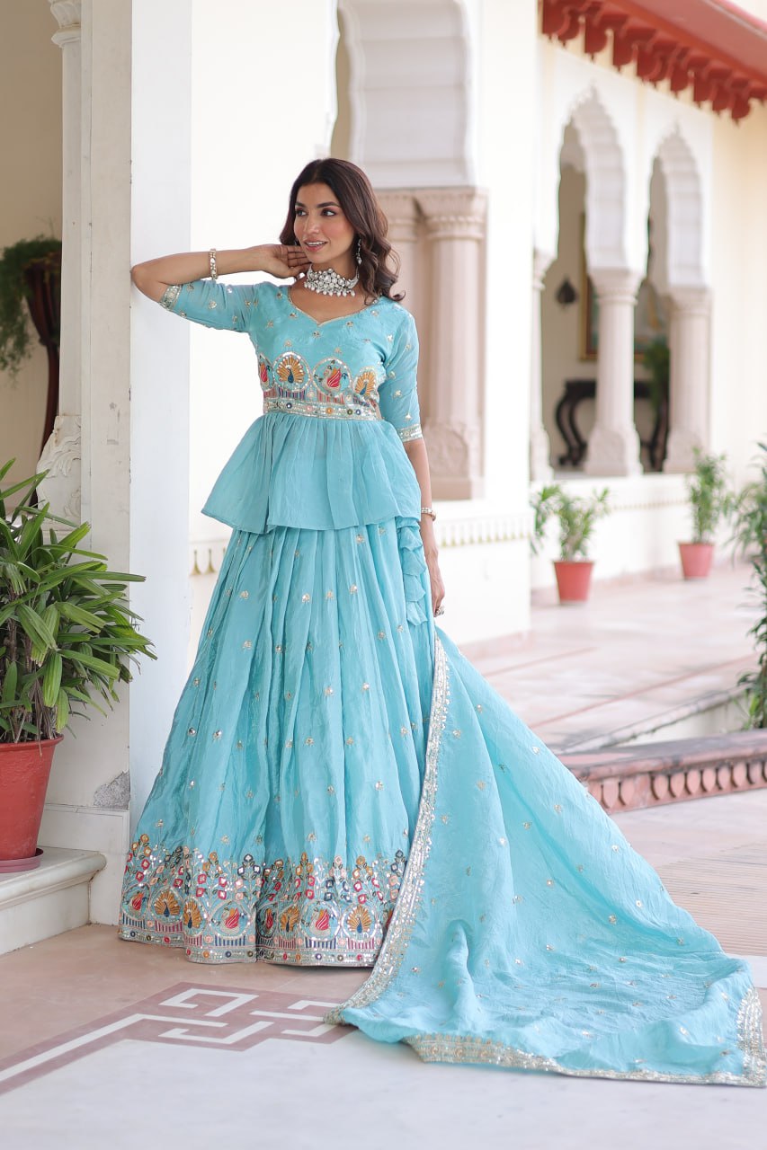 Eloriya Luxury Thread & Sequins Readymade Lehenga Set | Eloriya India