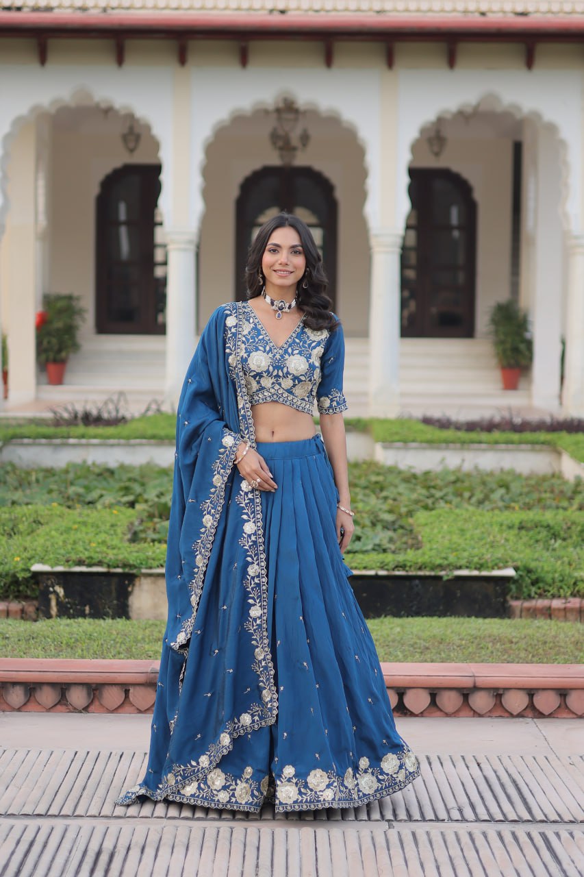 Eloriya Luxury Thread & Sequins Readymade Lehenga Set | Eloriya India