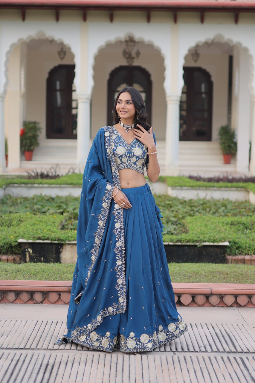 Eloriya Luxury Thread & Sequins Readymade Lehenga Set | Eloriya India