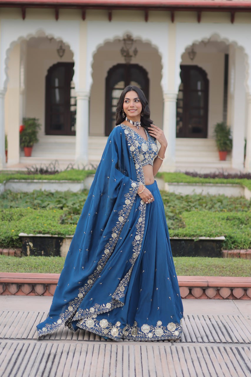 Eloriya Luxury Thread & Sequins Readymade Lehenga Set | Eloriya India