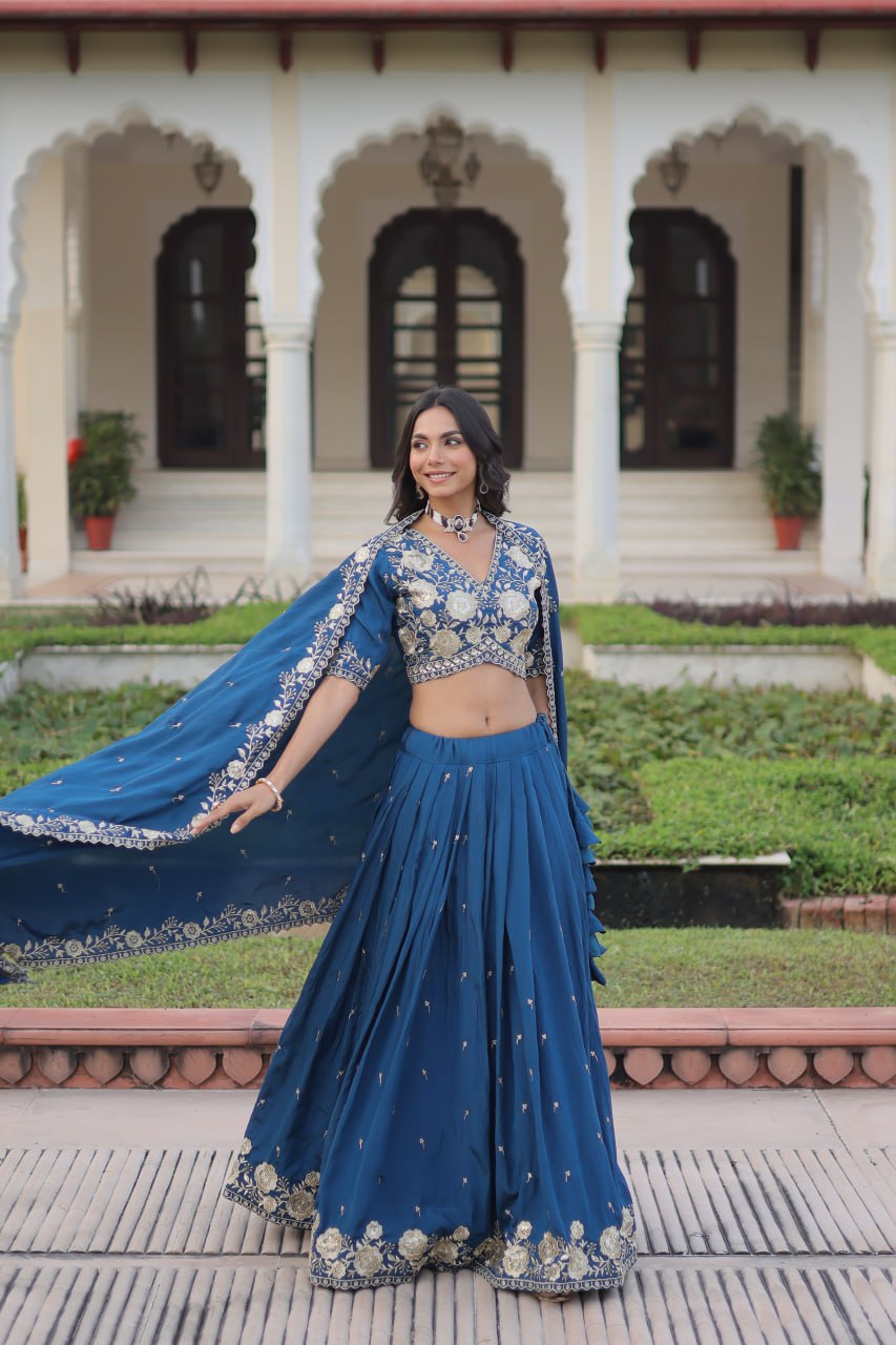 Eloriya Luxury Thread & Sequins Readymade Lehenga Set | Eloriya India