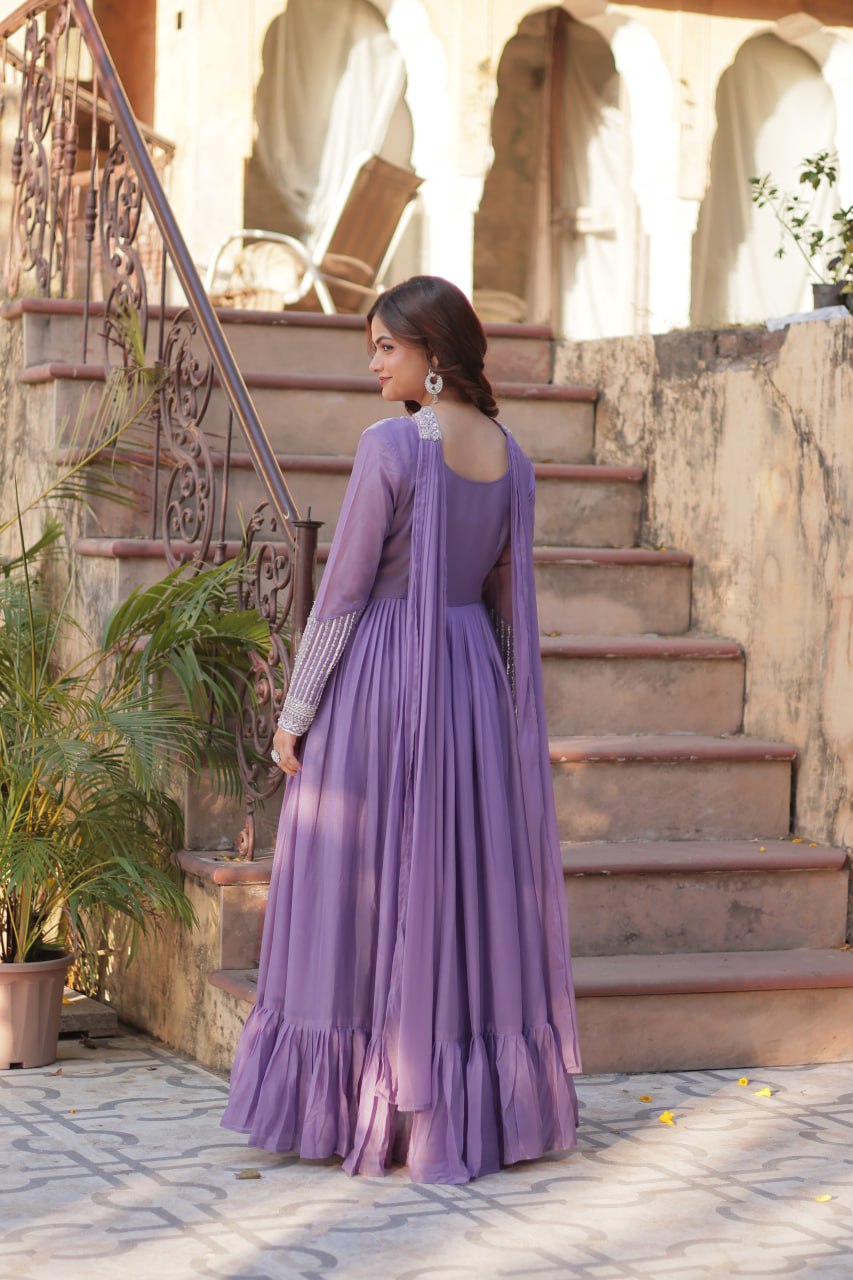 Eloriya Stuti Premium Quality Anarkali Gown - Purple | Eloriya India