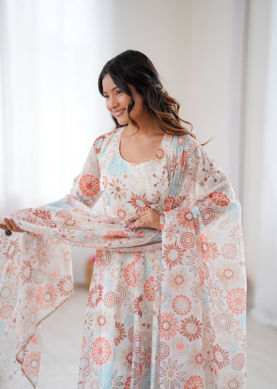 Eloriya Athya's Lightweight Floral Party Anarkali Suit Set | Eloriya India