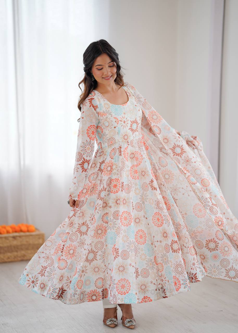 Eloriya Athya's Lightweight Floral Party Anarkali Suit Set - S [36] | Eloriya India