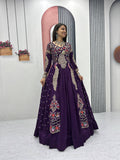 Eloriya Premium Quality Heavy Traditional Crop Top With Shrug With Color - Royal Purple | Eloriya India