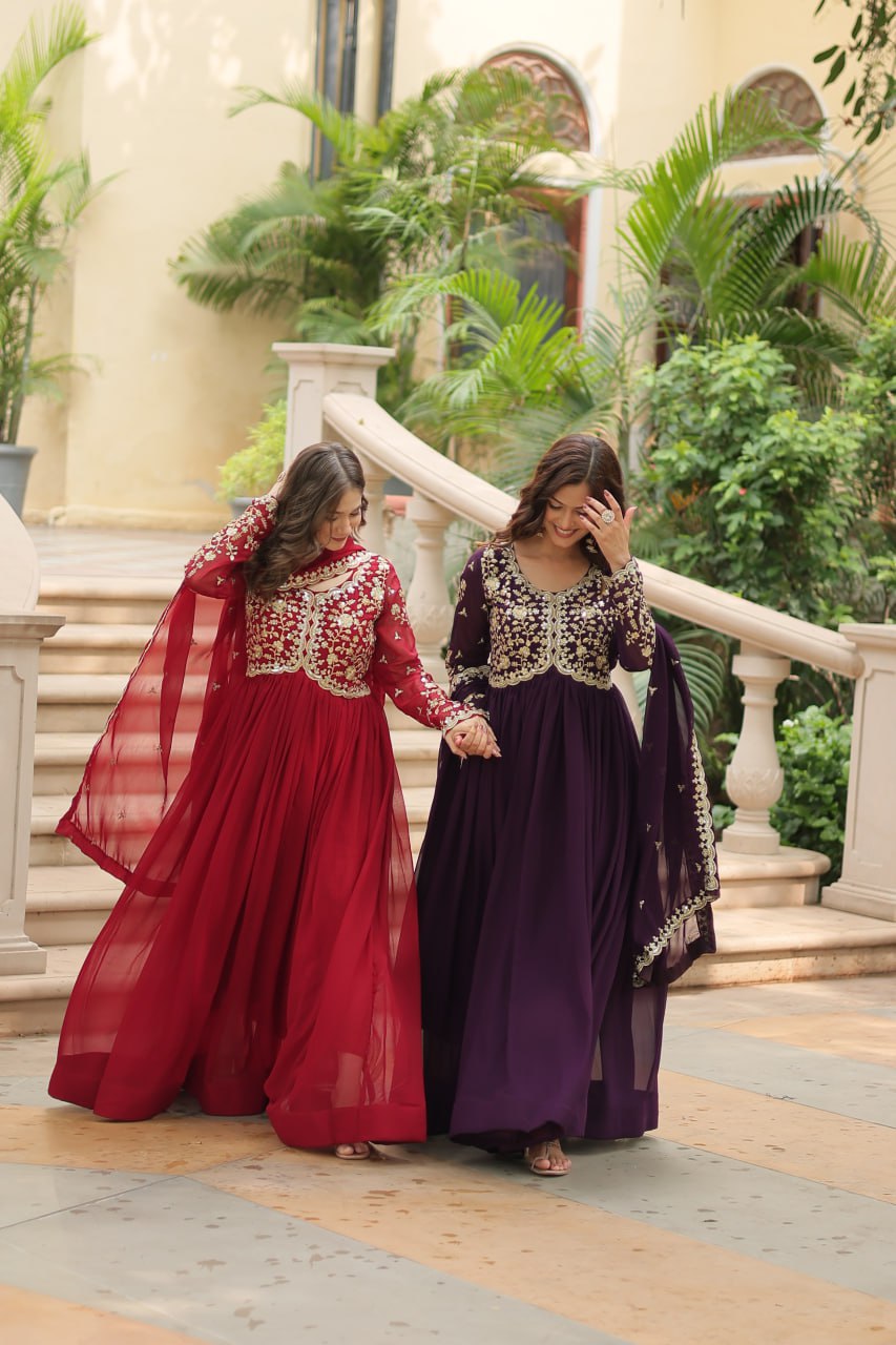 Eloriya Payal's Blooming Gown With Sequins-Multi Embroidered Work L9195 | Eloriya India