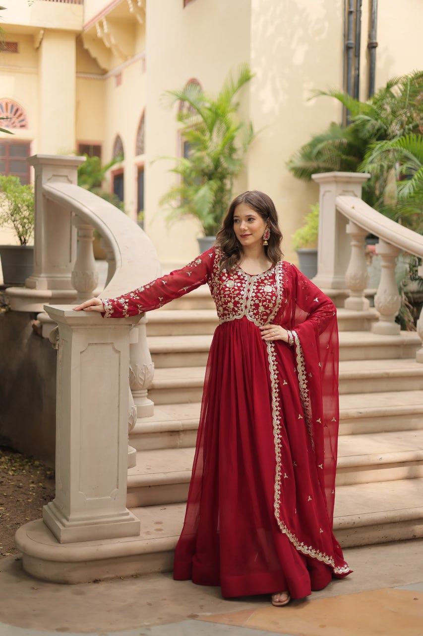 Eloriya Payal's Blooming Gown With Sequins-Multi Embroidered Work L9195 - 2XL [44] | Eloriya India