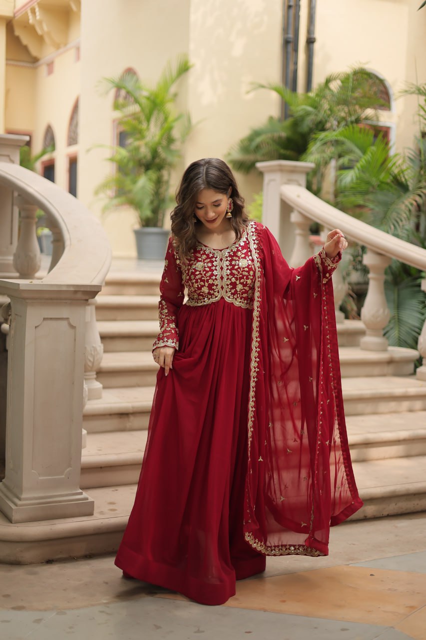 Eloriya Payal's Blooming Gown With Sequins-Multi Embroidered Work L9195 | Eloriya India