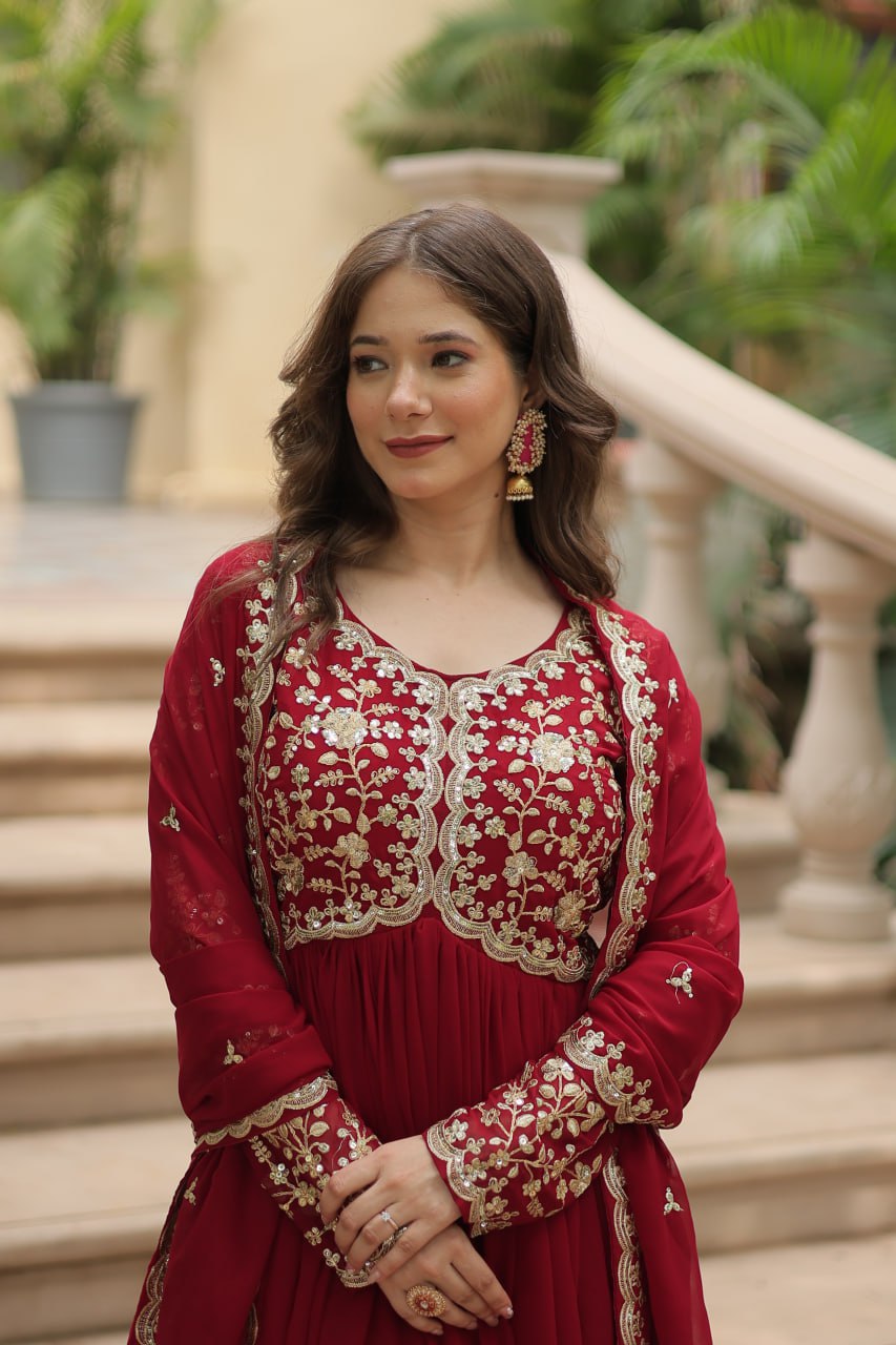 Eloriya Payal's Blooming Gown With Sequins-Multi Embroidered Work L9195 - XL [42] | Eloriya India