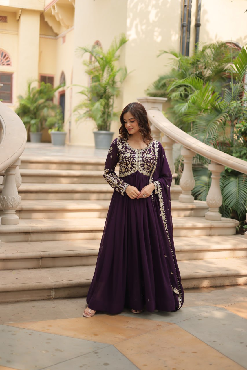 Eloriya Payal's Blooming Gown With Sequins-Multi Embroidered Work L9195 - 2XL [44] | Eloriya India