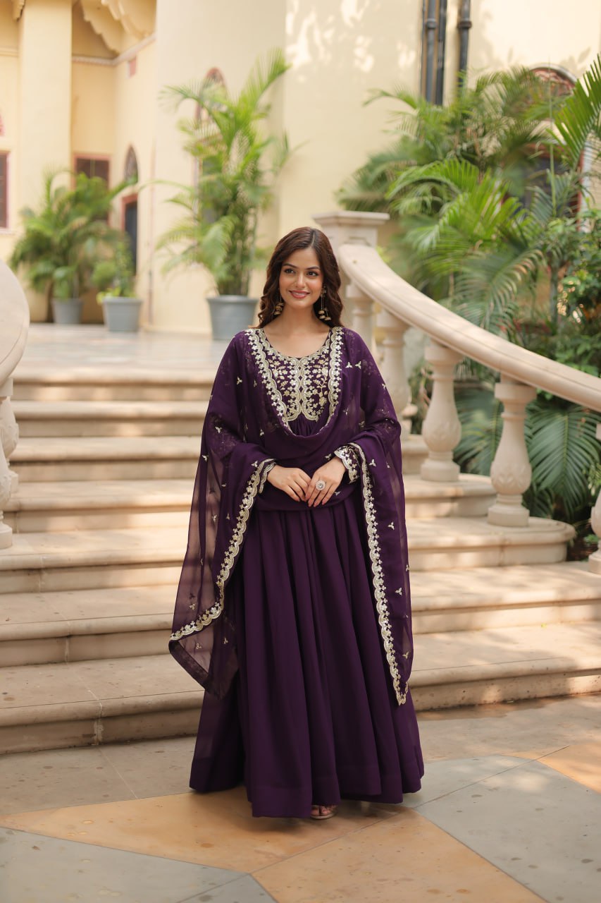 Eloriya Payal's Blooming Gown With Sequins-Multi Embroidered Work L9195 - XL [42] | Eloriya India