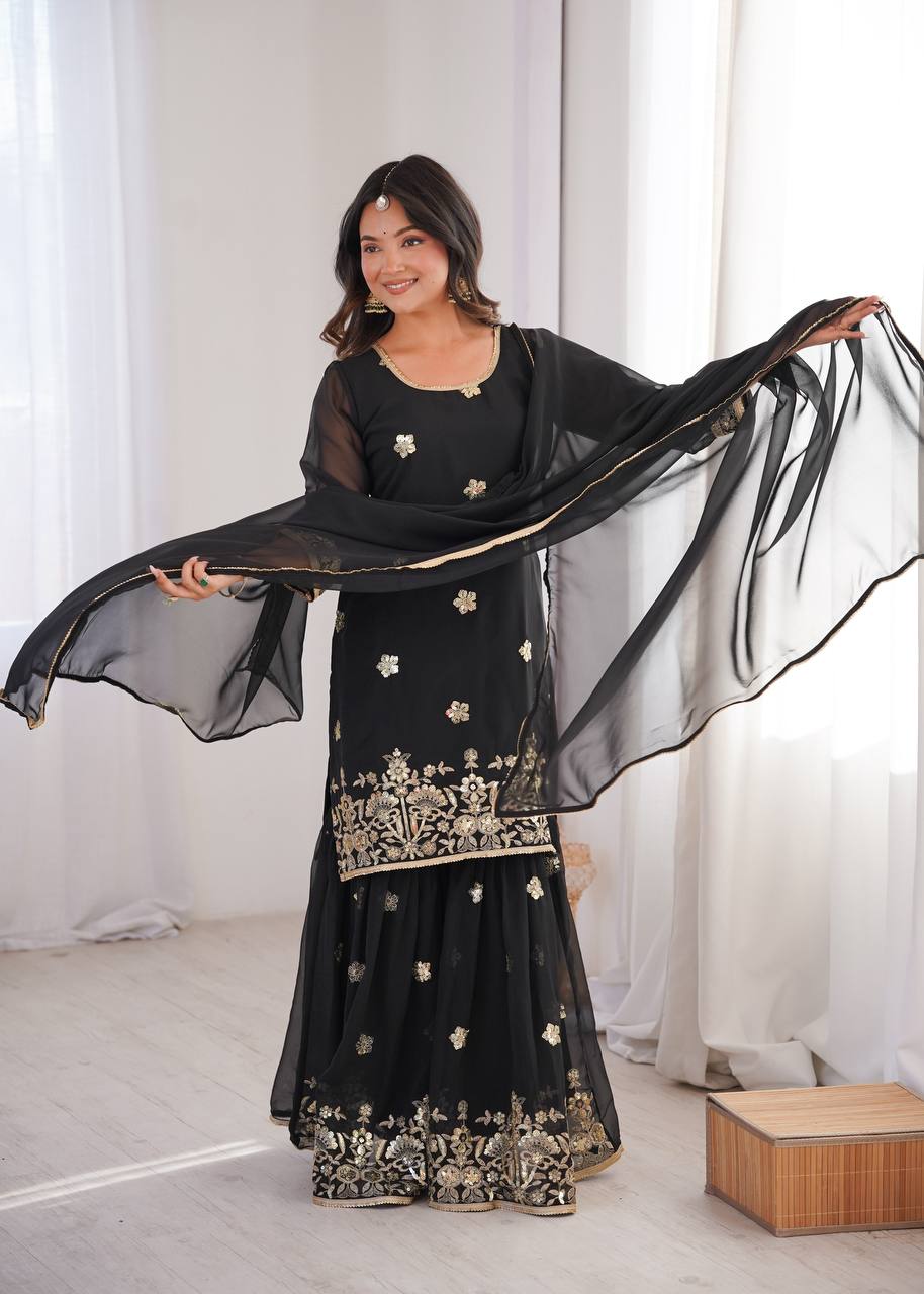 Eloriya Priya's Designer Sequin Sharara Set - S [36] | Eloriya India