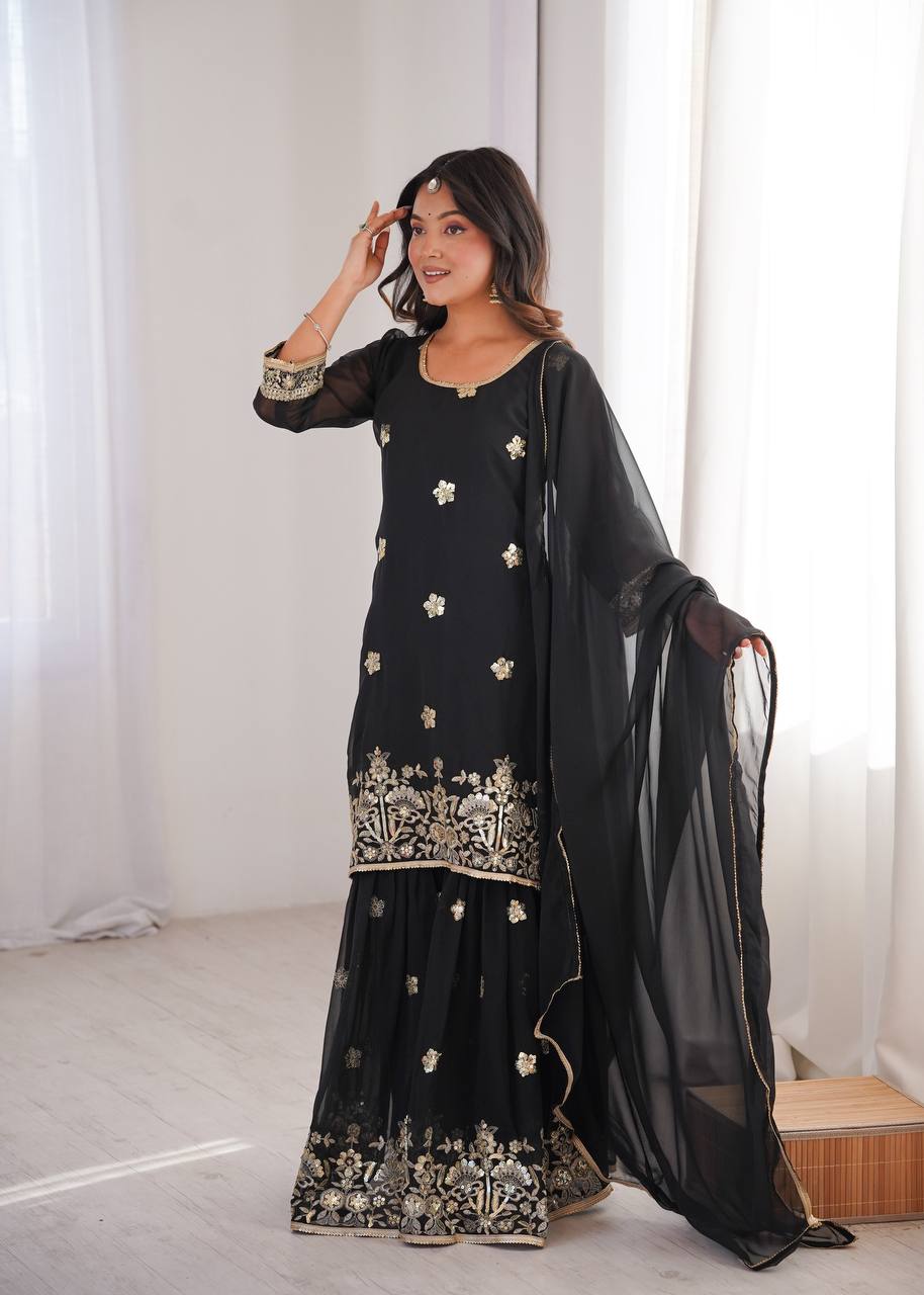 Eloriya Priya's Designer Sequin Sharara Set - L [40] | Eloriya India
