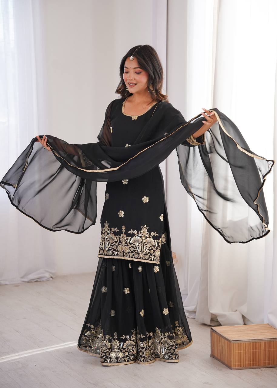 Eloriya Priya's Designer Sequin Sharara Set - M [38] | Eloriya India