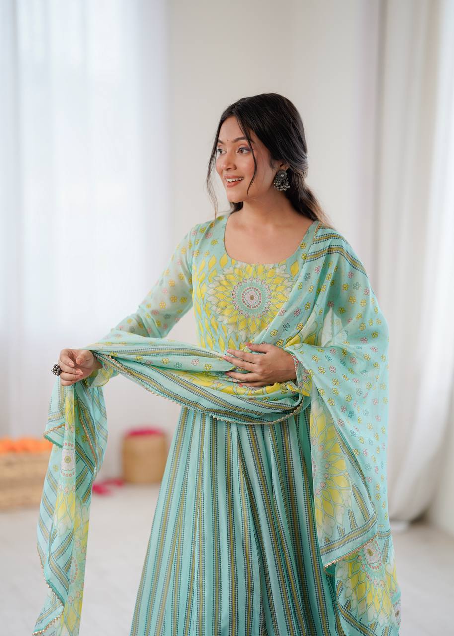 Eloriya Sunkissed Floral Organza Gown Set | Eloriya India
