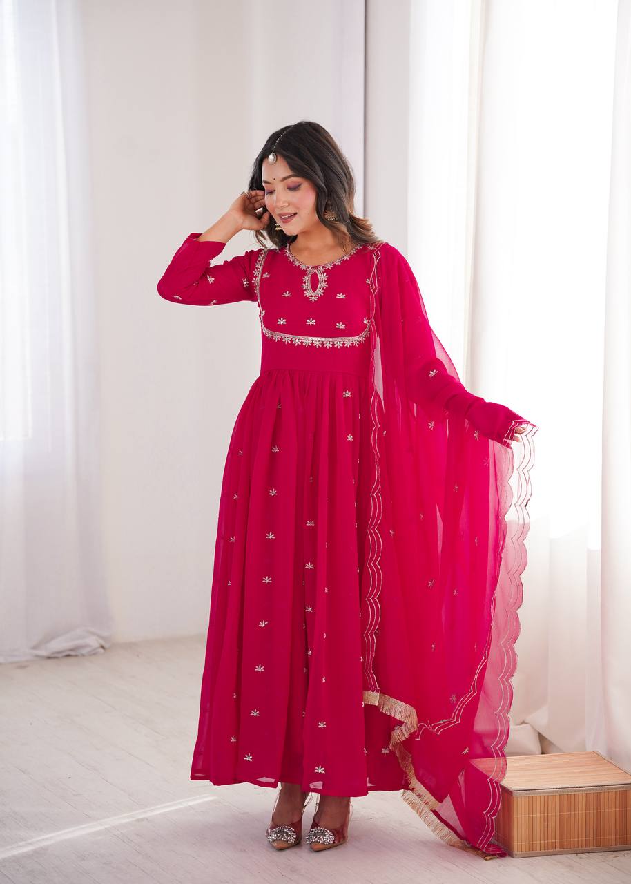 Eloriya Janvi's Sequin Embroidered Georgette Gown Set - S [36] | Eloriya India