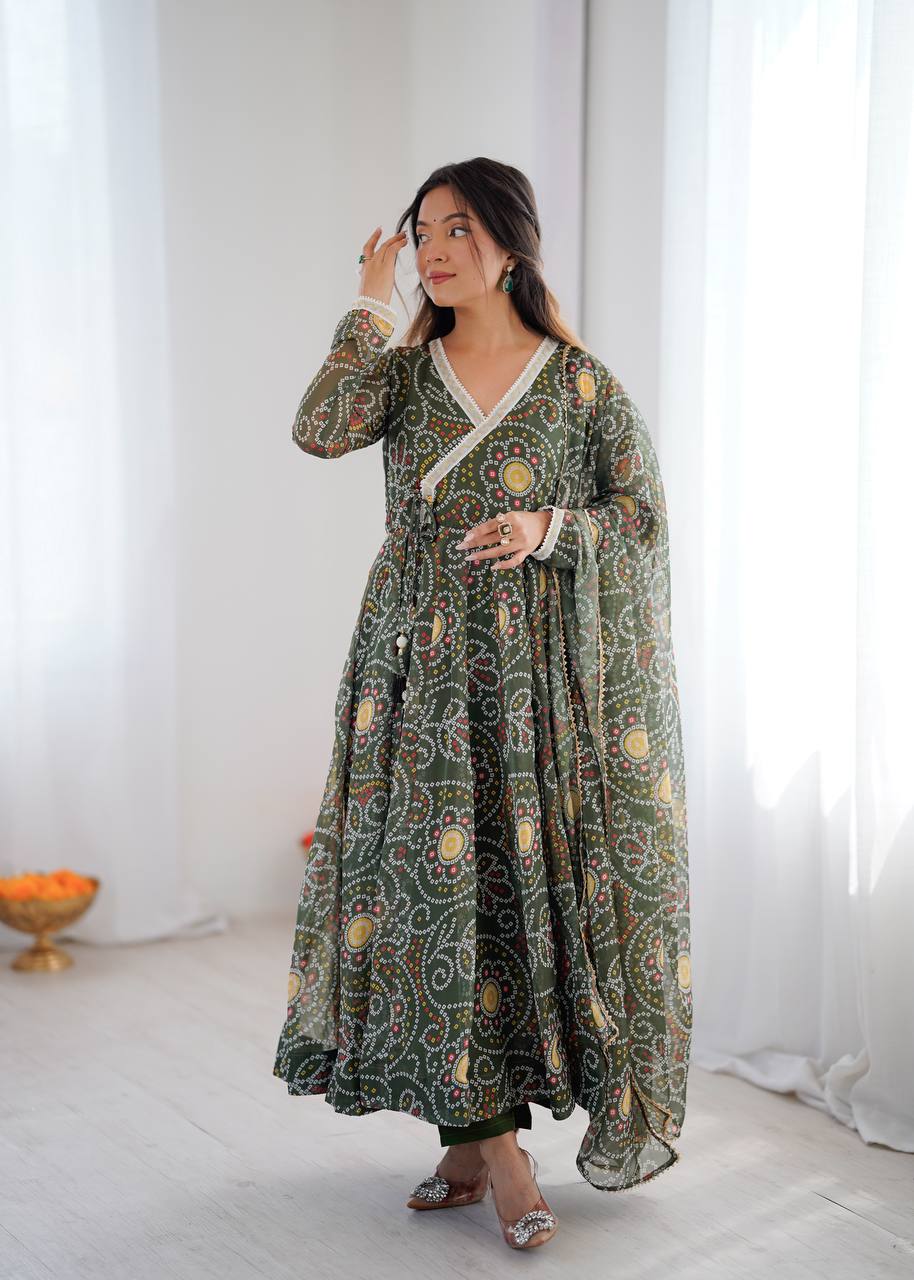 Eloriya Flowy Printed Georgette Anarkali Suit Set - S [36] | Eloriya India