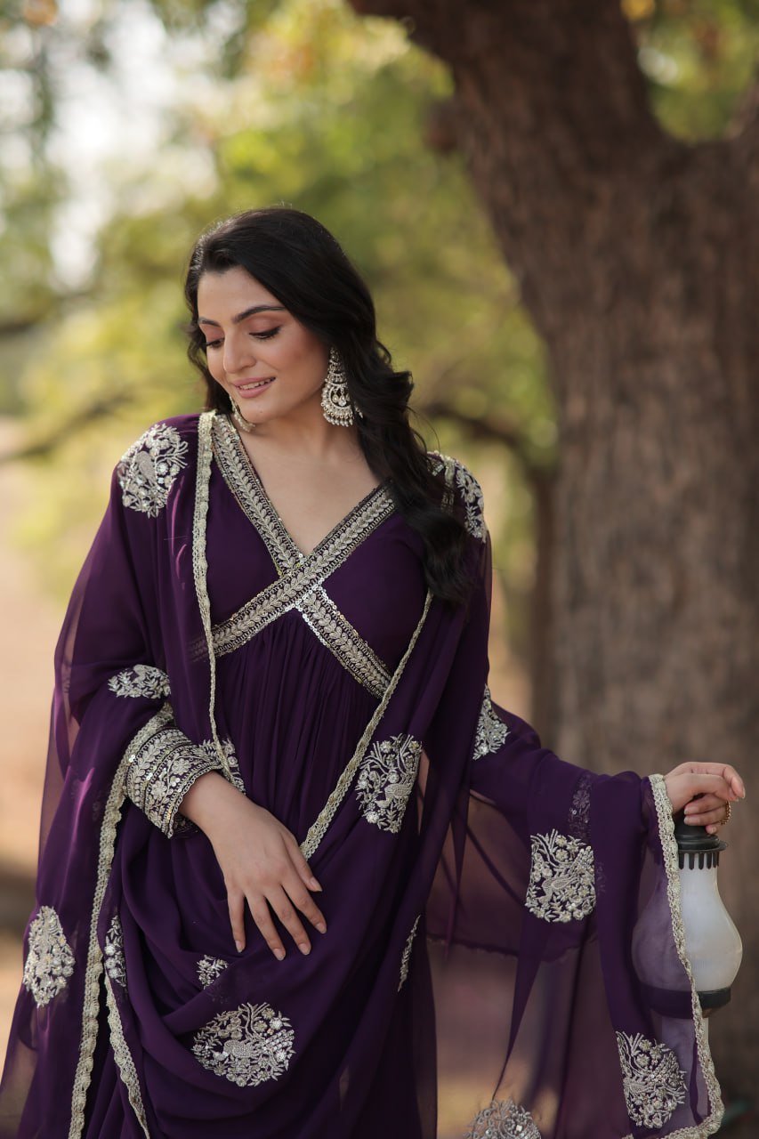 Eloriya Shiwani Premium Readymade Alia Cut Gown With Dupatta Set Ka-1107 | Eloriya India