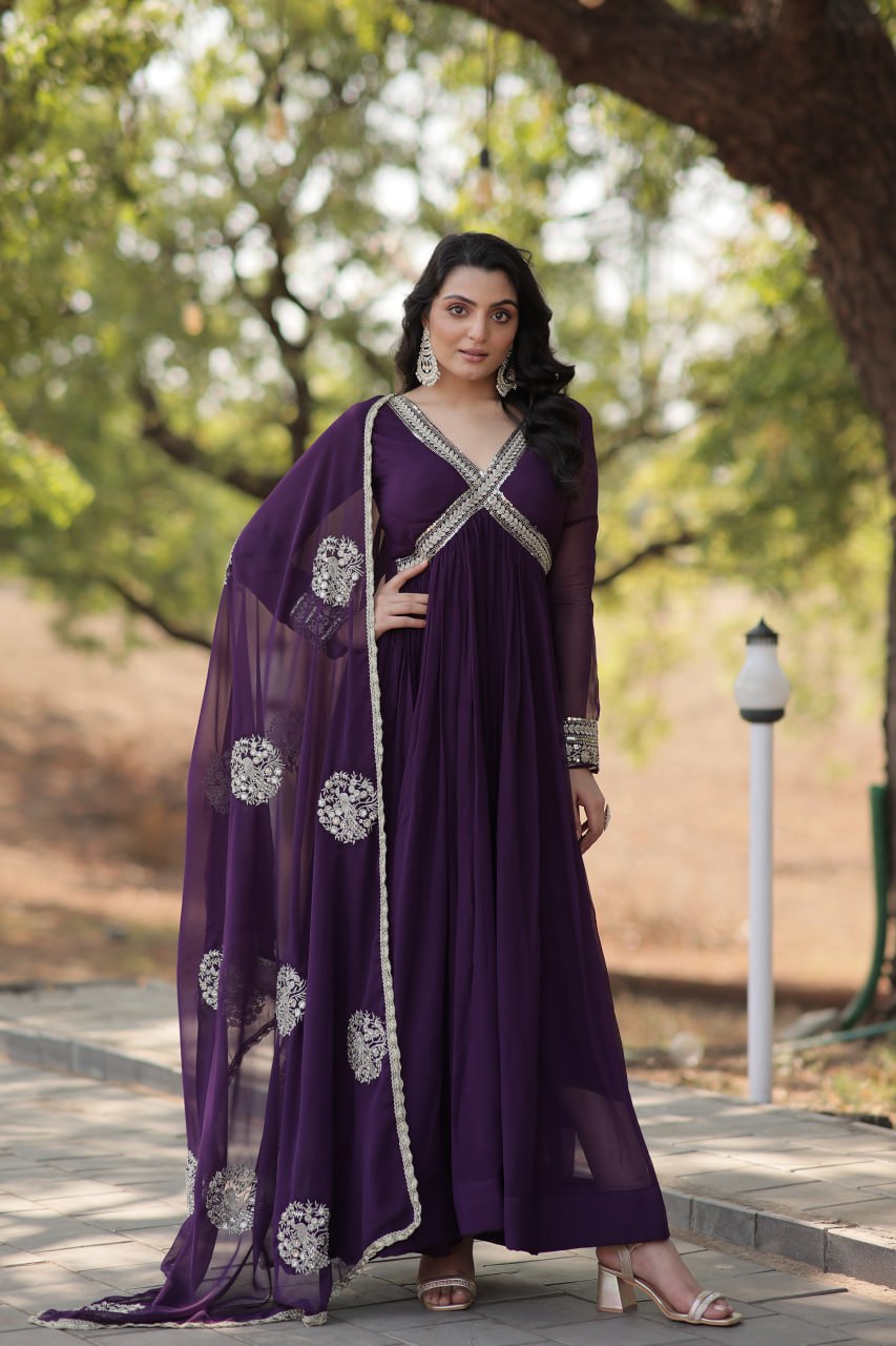 Eloriya Shiwani Premium Readymade Alia Cut Gown With Dupatta Set Ka-1107 | Eloriya India