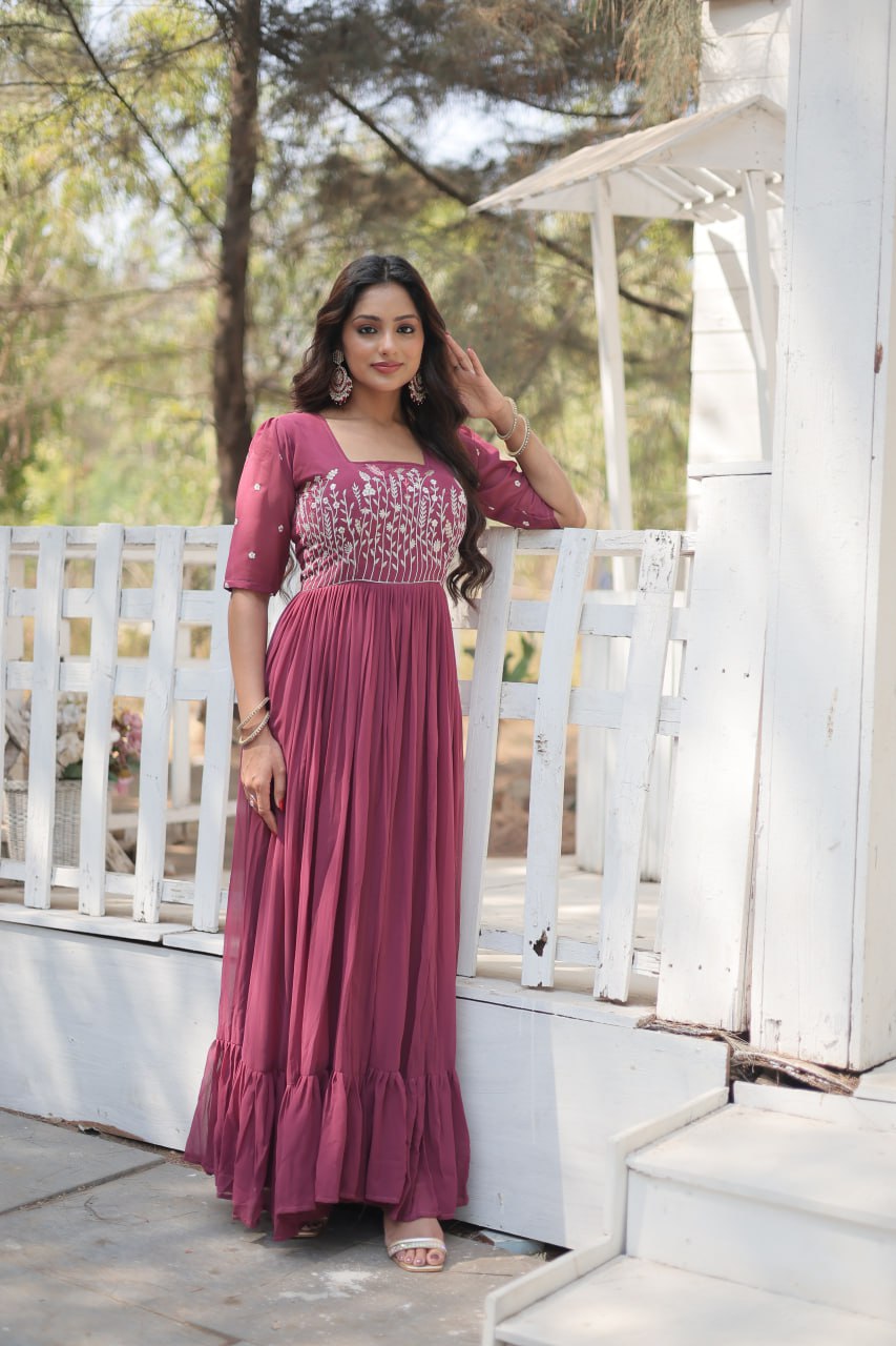 Eloriya Partywear Embroidered Work Gown Ka-1109 | Eloriya India