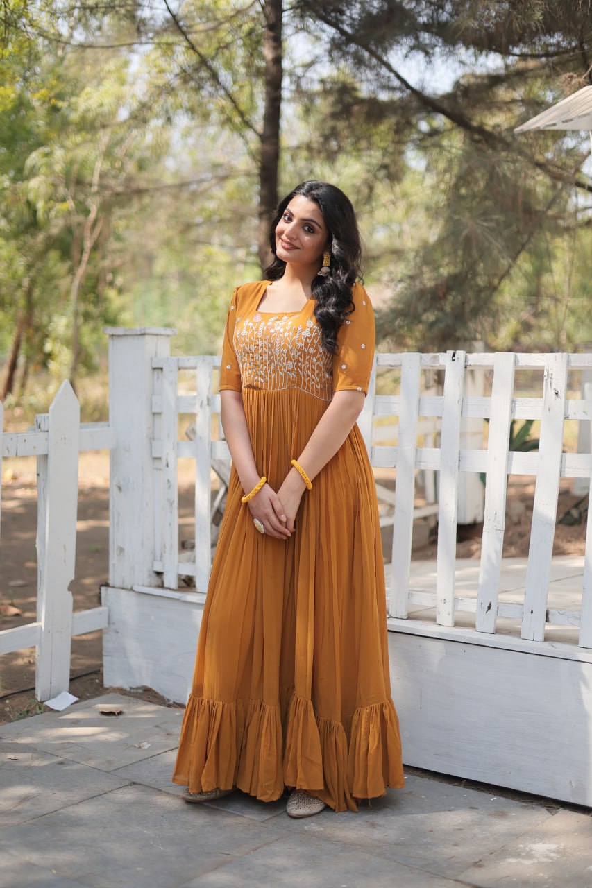 Eloriya Partywear Embroidered Work Gown Ka-1109 | Eloriya India