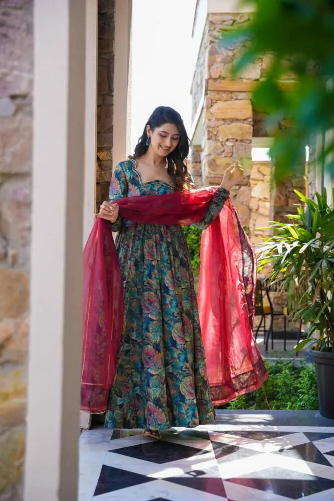 Eloriya Nikita Premium Quality Maxi Anarkali Suit Set - XL-42 | Eloriya India